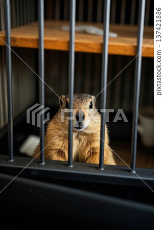 笼子里的土拨鼠特写 137421886