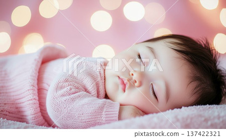 Portrait of a cute baby taking a nap 137422321