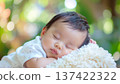 Portrait of a cute baby taking a nap 137422322