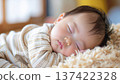 Portrait of a cute baby taking a nap 137422328
