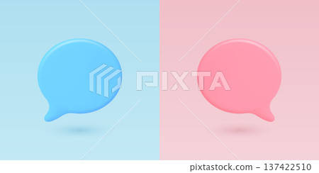 Vector 3d Chat Bubbles in Blue and Pink. Speech Balloon Icons. Messaging and Online Communication Concept. Social Media Dialogue Symbols. Customer Support Chat 137422510