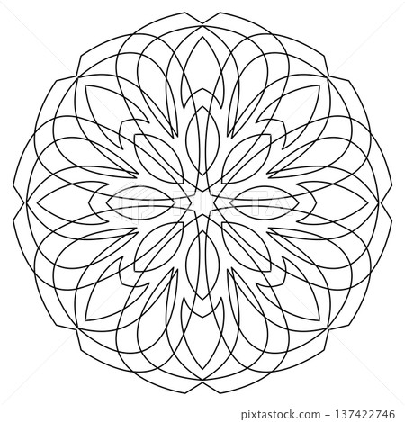 Geometry mandala of intertwined lines Ornamental round filigree element Oriental floral illustration Geometry mandala of intertwined lines Ornamental round filigree element Oriental floral illustration 137422746