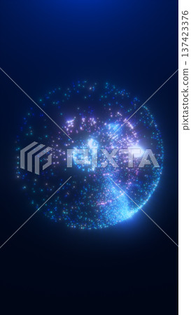 Abstract blue particle sphere with bright highlights and scattered glowing dots, creating a futuristic digital orb and cosmic energy effect Abstract blue particle sphere with bright highlights and scattered glowing dots, creating a futuristic digital orb and cosmic energy effect 137423376