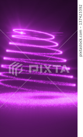 Minimal purple glowing spiral made of particles, symbolizing energy flow, technology, and futuristic motion 137423392