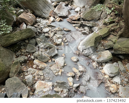 A river flowing with natural hot springs 137423492