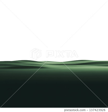 Serene landscape of rolling green hills under clear sky, evoking sense of tranquility and peace. smooth, undulating terrain creates harmonious and calming visual 137423926