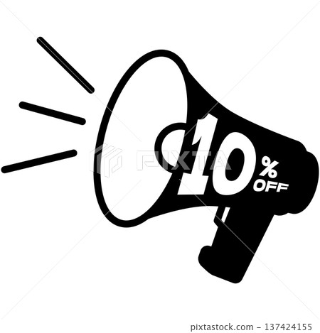 10% 折扣促銷 簡易揚聲器圖標 10% 折扣促銷 簡易揚聲器圖標 137424155