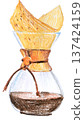 Chemex coffee maker colored pencil illustration, morning coffee, isolated 137424159