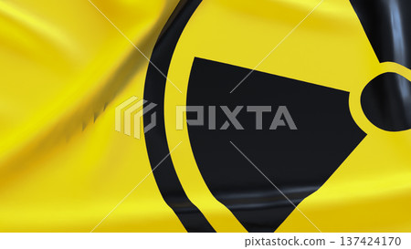 Radiation Hazard Warning Symbol On Yellow Safety Background 3d render. Radiation Hazard Warning Symbol On Yellow Safety Background 3d render. 137424170