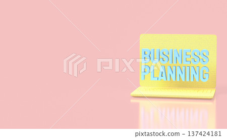 Creative Business Planning Concept On Laptop Screen With Pastel Background 3d render. Creative Business Planning Concept On Laptop Screen With Pastel Background 3d render. 137424181