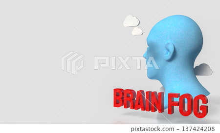 Brain Fog Concept with Human Head and Clouds 3d render. Brain Fog Concept with Human Head and Clouds 3d render. 137424208