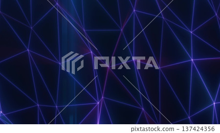 Abstract futuristic polygonal grid of glowing blue and purple lines Abstract futuristic polygonal grid of glowing blue and purple lines 137424356