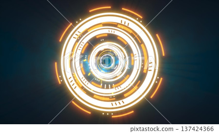 Abstract round yellow ring of lines HUD elements circles energy futuristic scientific hi-tech digital abstract HUD background 137424366