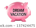 Dream Vacation concept with piggy bank. 3D rendering 137424475
