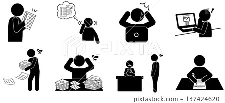用於描述商務錯誤和辦公室問題的商務象形圖集 用於描述商務錯誤和辦公室問題的商務象形圖集 137424620