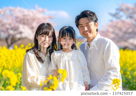 Cherry blossoms in full bloom and family photos 137425057