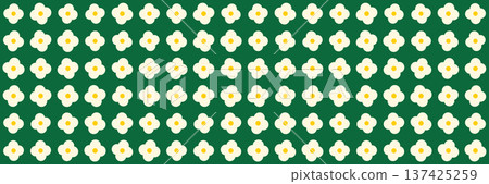 Cute modern simple daisy flower on green vector seamless pattern, bold spring background for textile and packaging design Cute modern simple daisy flower on green vector seamless pattern, bold spring background for textile and packaging design 137425259