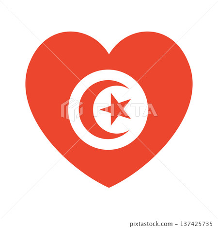 Tunisia country Flag heart shaped badge. National Tunisian flag icon in heart shape. Republic of Tunisia flag button, banner, sticker, background. Tunisia country Flag heart shaped badge. National Tunisian flag icon in heart shape. Republic of Tunisia flag button, banner, sticker, background. 137425735