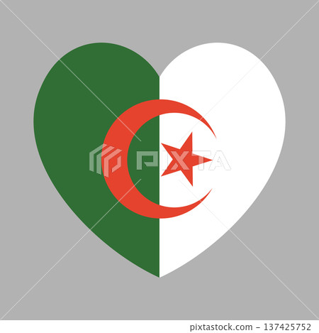 Algeria Flag heart shaped badge. African Country flag banner. National Algeria flag icon in heart shape. Algeria Flag heart shaped badge. African Country flag banner. National Algeria flag icon in heart shape. 137425752