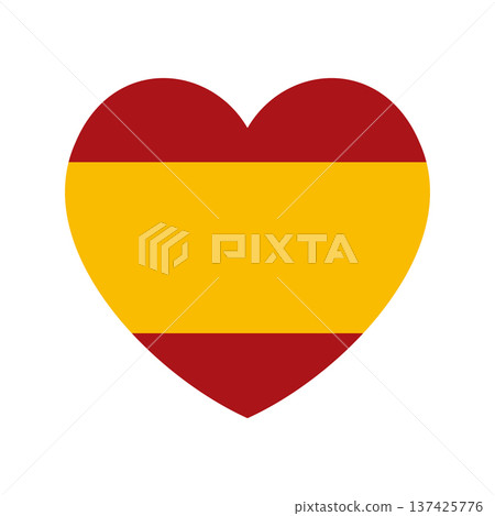 Spain civil flag and ensign heart shape. Spain flag background, icon heart shaped. Flag of Spain badge, sticker. Spain civil flag and ensign heart shape. Spain flag background, icon heart shaped. Flag of Spain badge, sticker. 137425776