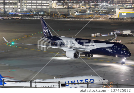 Lufthansa A350 preparing for takeoff 137425952
