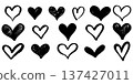 Hand Drawn Heart Doodles Set, Vector Sketch Love Symbols 137427011