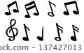 Hand drawn Musical Notes and Treble Clef Vector Illustration Set. 137427013