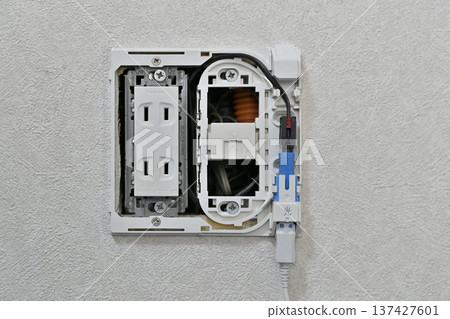 Internet, fiber optic line (optical fiber) telephone installation Internet, fiber optic line (optical fiber) telephone installation 137427601