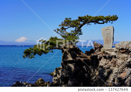 仙岩松和富士山靜靜地隱匿在森戶神社深處。 137427649