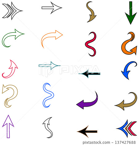 Variety of Arrows Pointing in Multiple Directions with Swirls Variety of Arrows Pointing in Multiple Directions with Swirls 137427688
