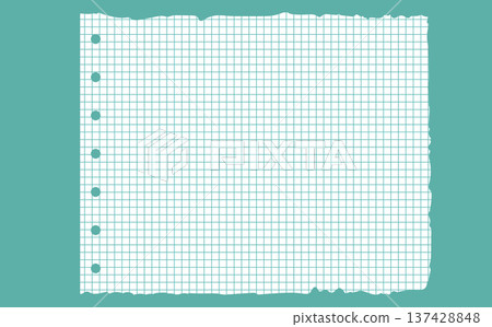 Graph paper. Printable lined and squared grid paper with color lines. Geometric background for school, textures, notebook, diary. Realistic ripped aged paper blank Graph paper. Printable lined and squared grid paper with color lines. Geometric background for school, textures, notebook, diary. Realistic ripped aged paper blank 137428848