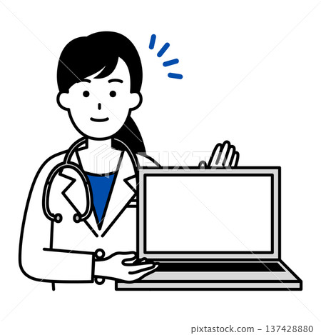Female doctor showing laptop screen 137428880