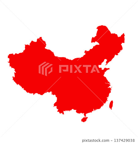 Map of China, sign silhouette. World Map Globe. Vector Illustration isolated on white background. Asian continent 137429038