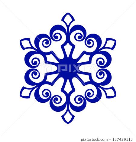 Blue template snowflake with shadow. Isolated snowflakes icon, round mandala. Winter Holiday cartoon flat illustration. Merry Christmas and New year Vector. Hand draw style Blue template snowflake with shadow. Isolated snowflakes icon, round mandala. Winter Holiday cartoon flat illustration. Merry Christmas and New year Vector. Hand draw style 137429113