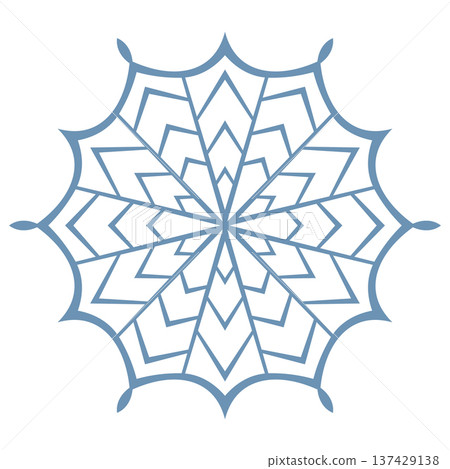 Blue template snowflake with shadow. Isolated snowflakes icon, round mandala. Winter Holiday cartoon flat illustration. Merry Christmas and New year Vector. Hand draw style Blue template snowflake with shadow. Isolated snowflakes icon, round mandala. Winter Holiday cartoon flat illustration. Merry Christmas and New year Vector. Hand draw style 137429138