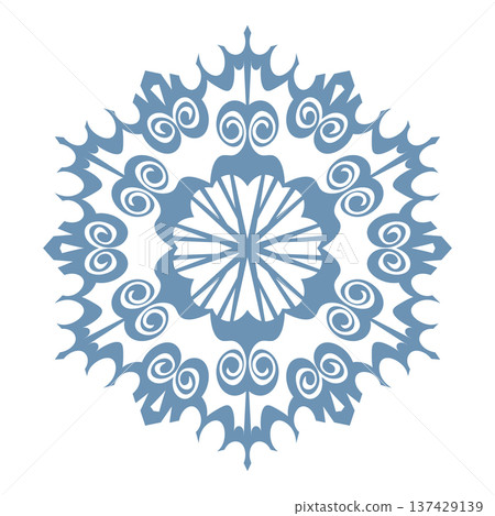 Blue template snowflake with shadow. Isolated snowflakes icon, round mandala. Winter Holiday cartoon flat illustration. Merry Christmas and New year Vector. Hand draw style Blue template snowflake with shadow. Isolated snowflakes icon, round mandala. Winter Holiday cartoon flat illustration. Merry Christmas and New year Vector. Hand draw style 137429139