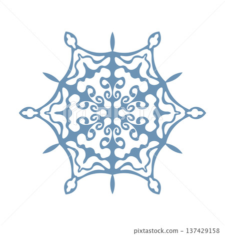Blue template snowflake with shadow. Isolated snowflakes icon, round mandala. Winter Holiday cartoon flat illustration. Merry Christmas and New year Vector. Hand draw style Blue template snowflake with shadow. Isolated snowflakes icon, round mandala. Winter Holiday cartoon flat illustration. Merry Christmas and New year Vector. Hand draw style 137429158