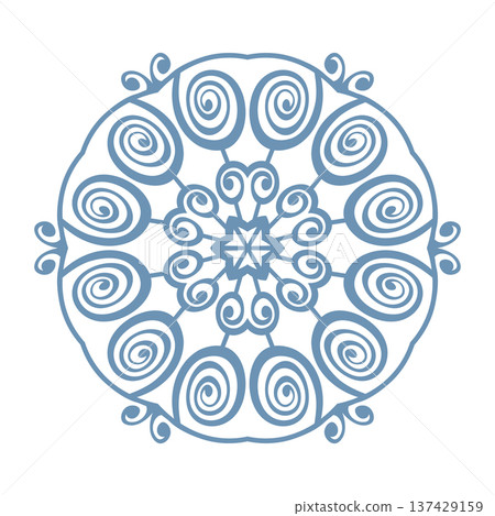 Blue template snowflake with shadow. Isolated snowflakes icon, round mandala. Winter Holiday cartoon flat illustration. Merry Christmas and New year Vector. Hand draw style Blue template snowflake with shadow. Isolated snowflakes icon, round mandala. Winter Holiday cartoon flat illustration. Merry Christmas and New year Vector. Hand draw style 137429159