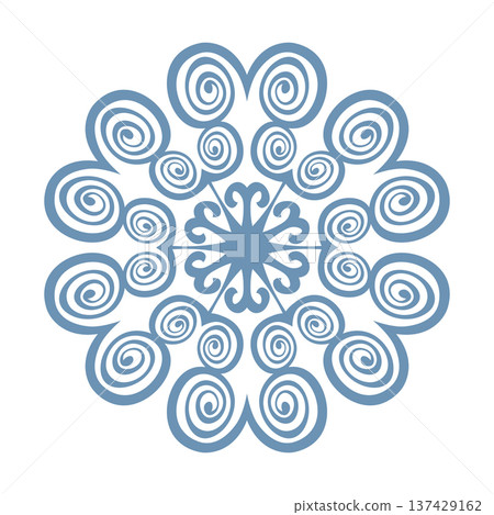Blue template snowflake with shadow. Isolated snowflakes icon, round mandala. Winter Holiday cartoon flat illustration. Merry Christmas and New year Vector. Hand draw style Blue template snowflake with shadow. Isolated snowflakes icon, round mandala. Winter Holiday cartoon flat illustration. Merry Christmas and New year Vector. Hand draw style 137429162