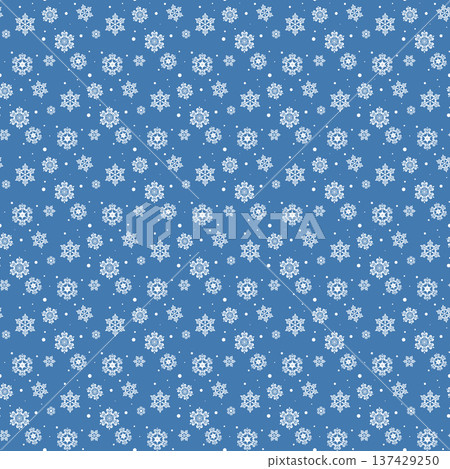 Winter seamless pattern with snowflakes, holiday background. Vector illustration for fabric, textile wallpaper, posters, gift wrapping paper. Christmas vector illustration. Falling snow Winter seamless pattern with snowflakes, holiday background. Vector illustration for fabric, textile wallpaper, posters, gift wrapping paper. Christmas vector illustration. Falling snow 137429250
