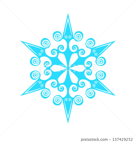 Blue template snowflake. Isolated snowflakes icon, round mandala. Winter Holiday cartoon flat illustration. Merry Christmas and New year Vector. Hand draw style Blue template snowflake. Isolated snowflakes icon, round mandala. Winter Holiday cartoon flat illustration. Merry Christmas and New year Vector. Hand draw style 137429252