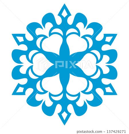 Blue template snowflake. Isolated snowflakes icon, round mandala. Winter Holiday cartoon flat illustration. Merry Christmas and New year Vector. Hand draw style Blue template snowflake. Isolated snowflakes icon, round mandala. Winter Holiday cartoon flat illustration. Merry Christmas and New year Vector. Hand draw style 137429271