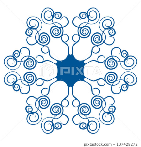 Blue template snowflake. Isolated snowflakes icon, round mandala. Winter Holiday cartoon flat illustration. Merry Christmas and New year Vector. Hand draw style Blue template snowflake. Isolated snowflakes icon, round mandala. Winter Holiday cartoon flat illustration. Merry Christmas and New year Vector. Hand draw style 137429272