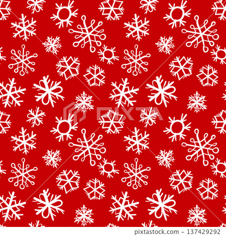 Winter seamless pattern with snowflakes, holiday background. Vector illustration for fabric, textile wallpaper, posters, gift wrapping paper. Christmas vector illustration. Falling snow 137429292