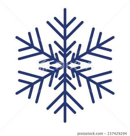 Blue template snowflake with shadow. Isolated snowflakes icon, round mandala. Winter Holiday cartoon flat illustration. Merry Christmas and New year Vector. Hand draw style 137429294