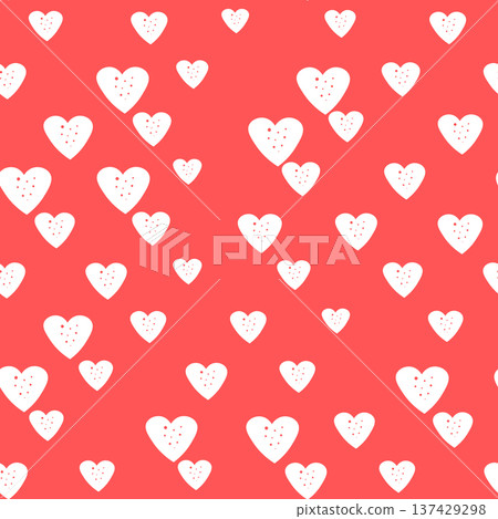 Seamless pattern with hearts. Template holiday vector illustration. Design for card, postcard, poster, print, banner. Cartoon colorful hearts on color background Seamless pattern with hearts. Template holiday vector illustration. Design for card, postcard, poster, print, banner. Cartoon colorful hearts on color background 137429298