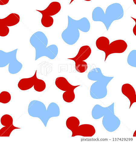 Seamless pattern with hearts. Template holiday vector illustration. Design for card, postcard, poster, print, banner. Cartoon colorful hearts on color background Seamless pattern with hearts. Template holiday vector illustration. Design for card, postcard, poster, print, banner. Cartoon colorful hearts on color background 137429299