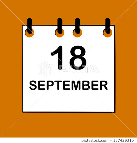 September 18. Daily Calendar icon for design. Simple design for business brochure, flyer, print media, advertisement. Easily editable 137429310