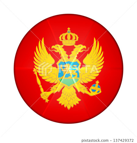 Glass light ball with flag of Montenegro. Round sphere, template icon. Montenegrin national symbol. Glossy realistic ball, 3D abstract vector illustration. Big bubble Glass light ball with flag of Montenegro. Round sphere, template icon. Montenegrin national symbol. Glossy realistic ball, 3D abstract vector illustration. Big bubble 137429372