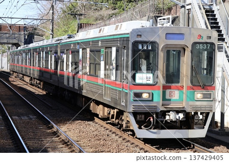 Shibayama Railway 3500 series train running on the Keisei Main Line 137429405